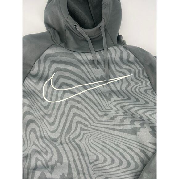 Nike Sweatshirt Mens Medium Gray White Standard Fit Pullover Hoodie Swoosh Sport - Picture 2 of 8